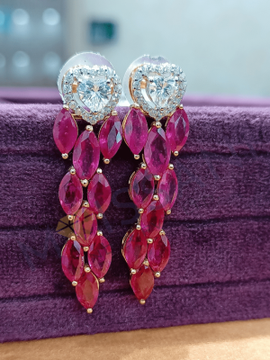 ruby earrings, hanging earrings