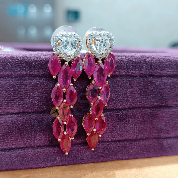 ruby earrings, hanging earrings