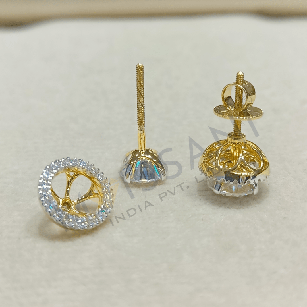Round Diamond Halo Dangle Statement Earrings