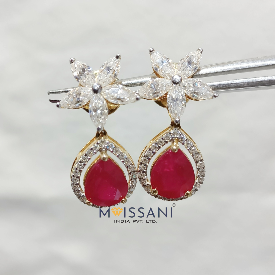 Diamond Ruby Earrings  Jewellery Designs