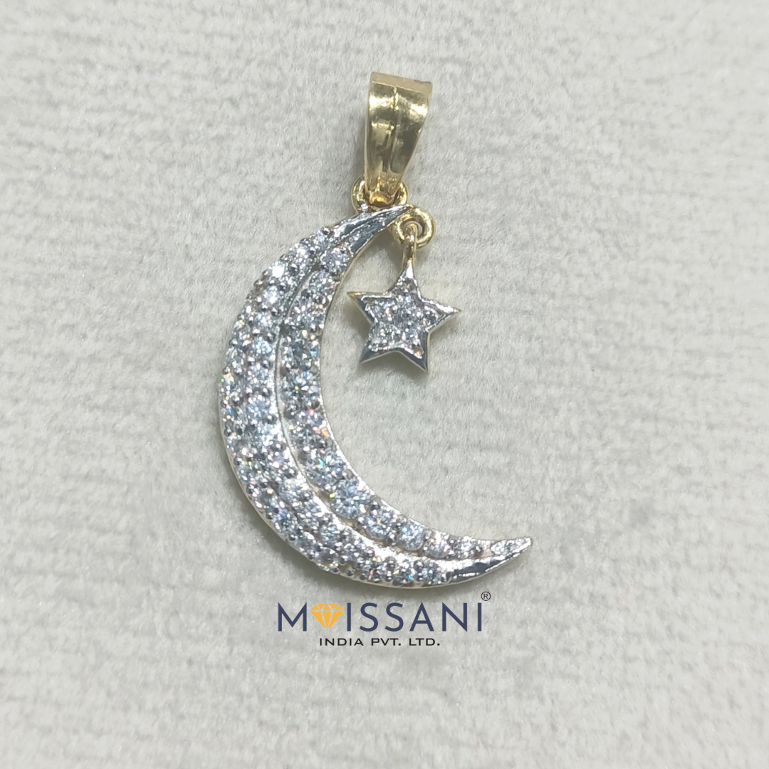 White and Rose Gold Diamond 'Moon' & Star' Necklace | Argenton Design  bespoke fine jewellery
