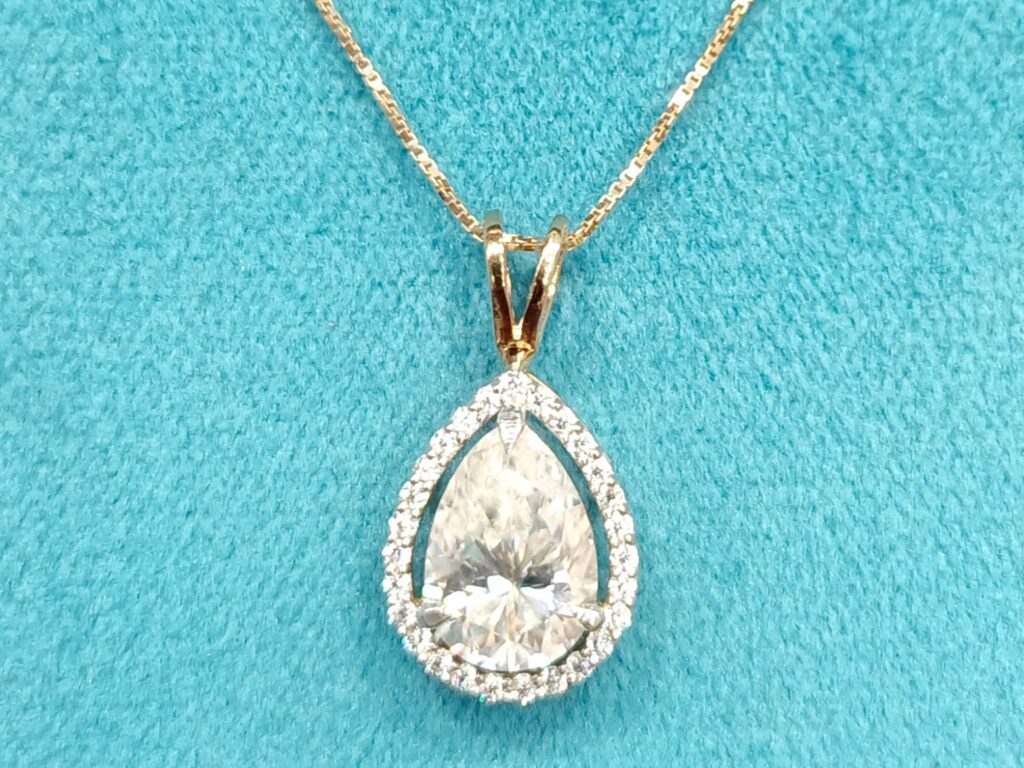 1-5/8 CT. T.W. Certified Pear-Shaped Diamond Scallop Frame Pendant in 14K  White Gold (I/I1) | Zales