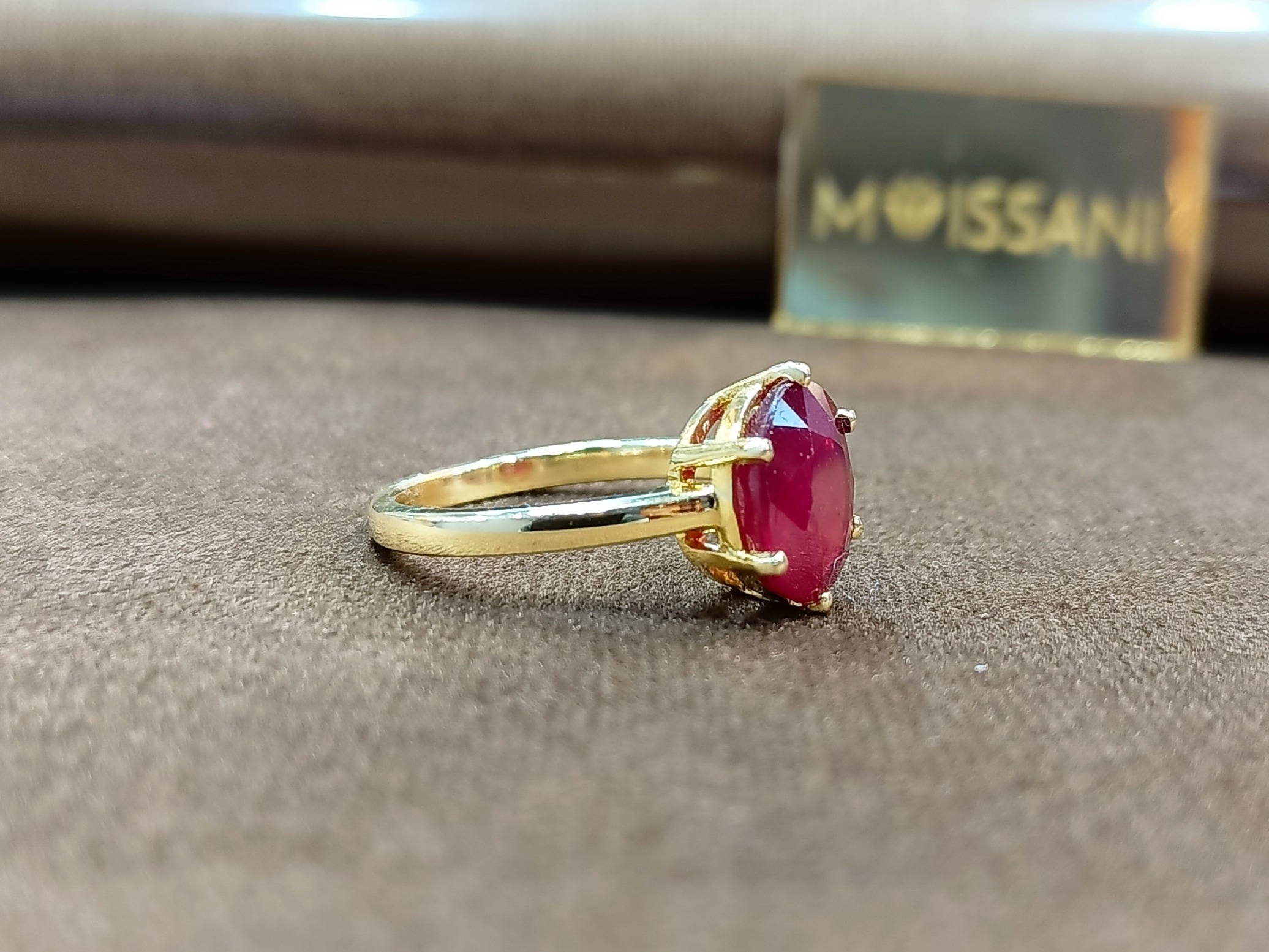 Natural Ruby Engagement Ring w/ Pavé Set Diamonds 18K White Gold