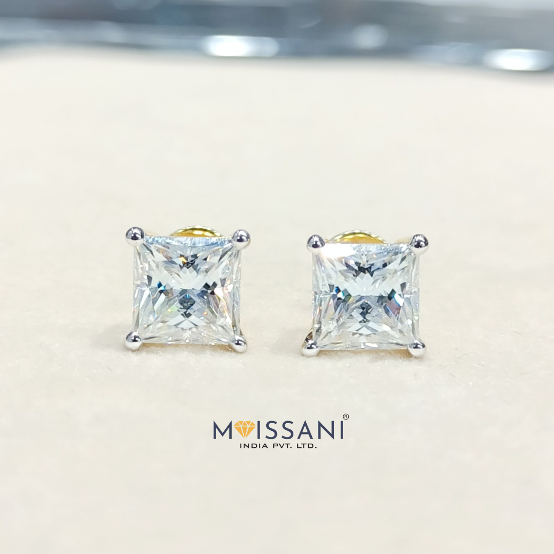 Diamond & White Quartz Stud Earrings — EF Collection®