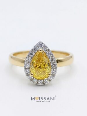 Lab Grown Diamond Yellow Solitaire Pear Shape Ring - LG0012