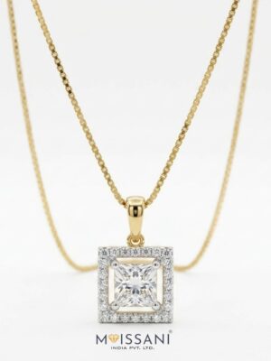 Lab-Grown Diamond Princess Shape Pendant - LPT007
