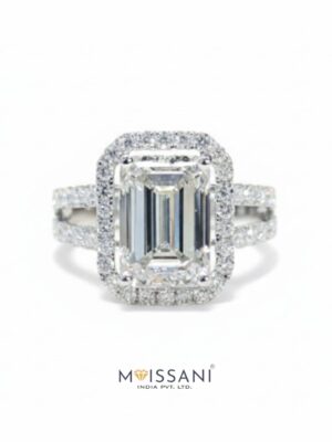 Lab Grown Diamond Emerald With Halo Ring- LG0148