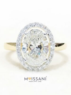 Lab Grown Diamond Oval With Halo Ring- LG0166