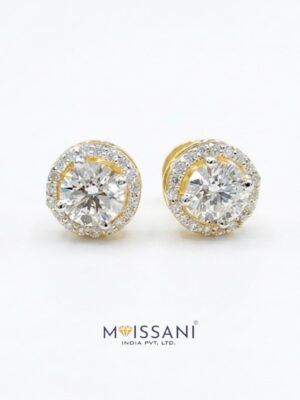 Lab-Grown Diamond Round With Halo Shape Earring - LE0059
