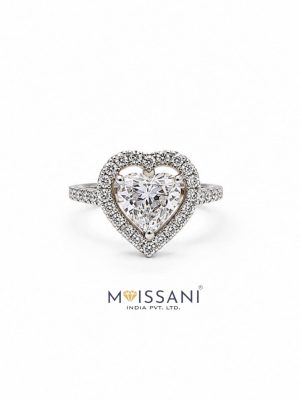 Lab Grown Diamond Heart With Halo Ring- LG0189