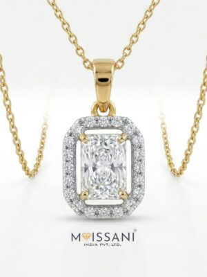 Lab-Grown Diamond Radiant With Halo Pendant - LPT0016