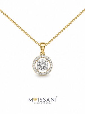 Lab-Grown Diamond Round With Halo Pendant - LPT0024