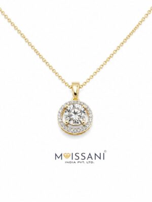 Lab-Grown Diamond Round With Halo Pendant - LPT0049A
