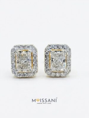 Lab-Grown Diamond Radiant With Halo Shape Earring - LE0083
