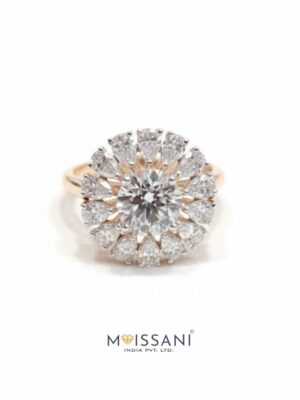 Lab Grown Diamond Round And Pear Ring- LG0282