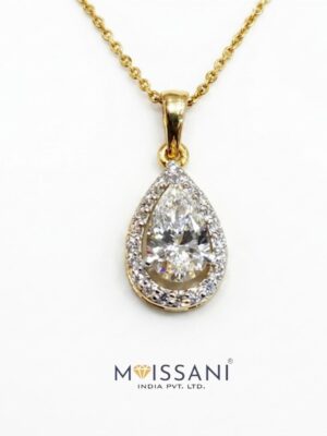 Lab-Grown Diamond Pear With Halo Pendant - LPT0043