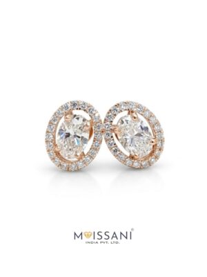 Lab-Grown Diamond Oval With Halo Earring - LE00104