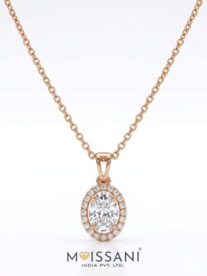 Lab-Grown Diamond Oval With Halo Pendant - LPT0045C