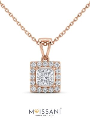 Lab-Grown Diamond Princess With Halo Pendant - LPT00520