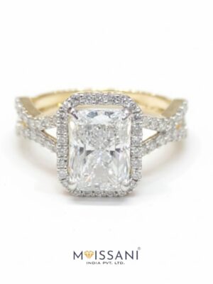 Lab Grown Diamond Radiant With Halo Ring- LG0348