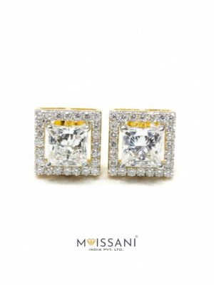 Lab-Grown Diamond Princess With Halo Earring - LE0138
