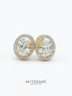 Lab-Grown Diamond Oval With Halo Earring - LE0139