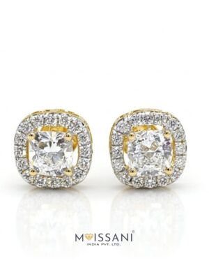 Lab-Grown Diamond Cushion With Halo Earring - LE0135