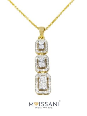Lab-Grown Diamond Radiant and Round Shape Pendant - LPT0077
