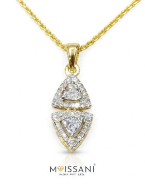 Lab-Grown Diamond Triangle and Round Shape Pendant - LPT0073