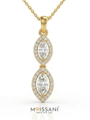 Lab-Grown Diamond Marquise and Round Shape Pendant - LPT0076