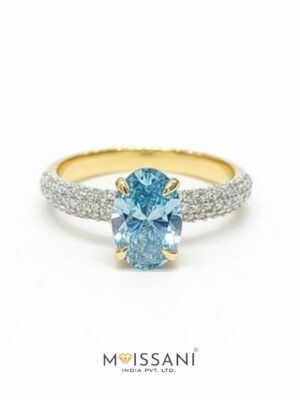 Lab-Grown Diamond Fancy Blue Oval shape Ring - LG0363