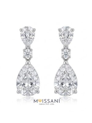 Lab-Grown Diamond Pear & Round Shape Earring - NE0014