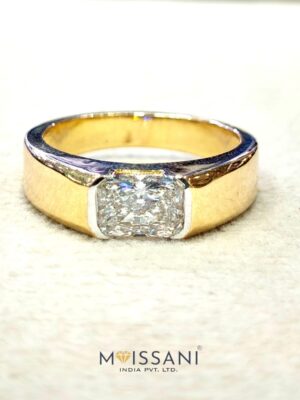 Lab Grown Diamond Radiant Solitaire Men's Ring- LMR0017