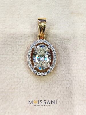 Lab-Grown Diamond Oval with Halo Shape Pendant - LPT0045