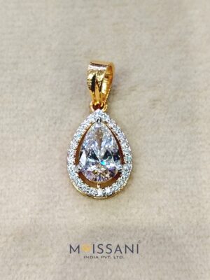 Lab-Grown Diamond Pear with Halo Shape Pendant - LPT0043