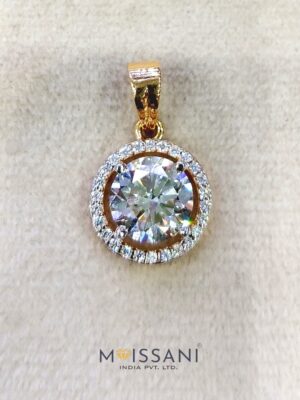 Lab-Grown Diamond Round with Halo Shape Pendant - LPT0024