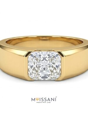 Lab Grown Diamond Radiant Solitaire Men's Ring- LMR0017