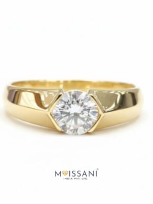 Lab Grown Diamond Round Solitaire Men's Ring- LMR0008