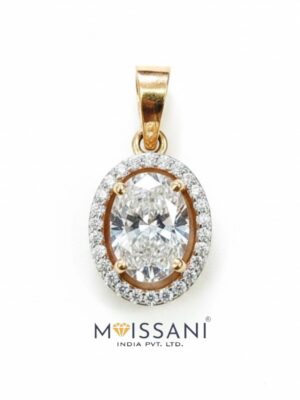 Lab-Grown Diamond  Oval with Halo Shape Pendant - LPT0045