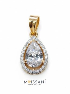 Lab-Grown Diamond Pear with Halo Shape Pendant - LPT0043