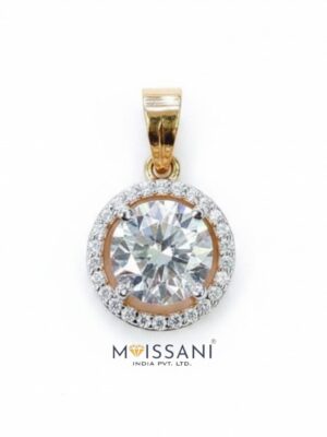 Lab-Grown Diamond Round with Halo Shape Pendant - LPT0024