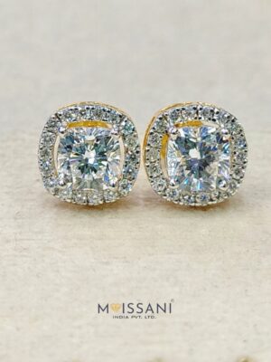 Lab-Grown Diamond Cushion with Helo  Shape Earring - LE0135