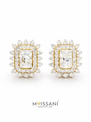 Lab-Grown Diamond Radiant with Halo  Shape Earring - LE0159