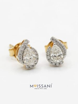 Lab-Grown Diamond Pear + Round Shape Earring - NE0006