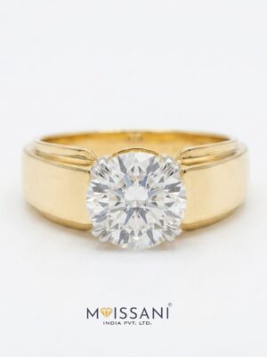 Lab Grown Diamond Round Solitaire Men's Ring- LMR0023