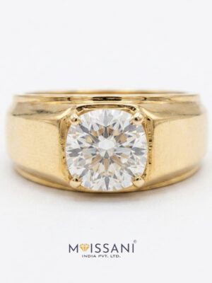 Lab Grown Diamond Round Solitaire Men's Ring- LMR0024