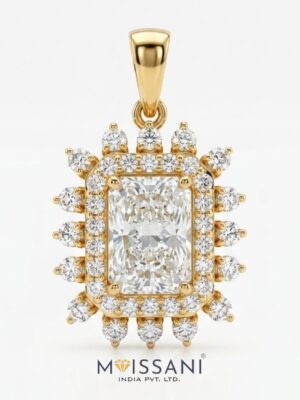 Lab-Grown Diamond Radiant +Round Shape Pendant - LPT0098