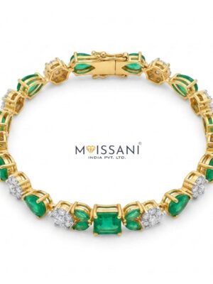 Lab Grown Diamond Round and  Emerald + Mix Shape Bracelet-LEB0001