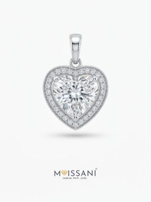 Lab-Grown Diamond Heart Shape With Halo Pendant - LPT0050