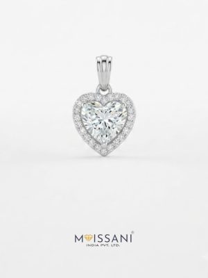 Lab-Grown Diamond Heart Shape With Halo Pendant - LPT0050